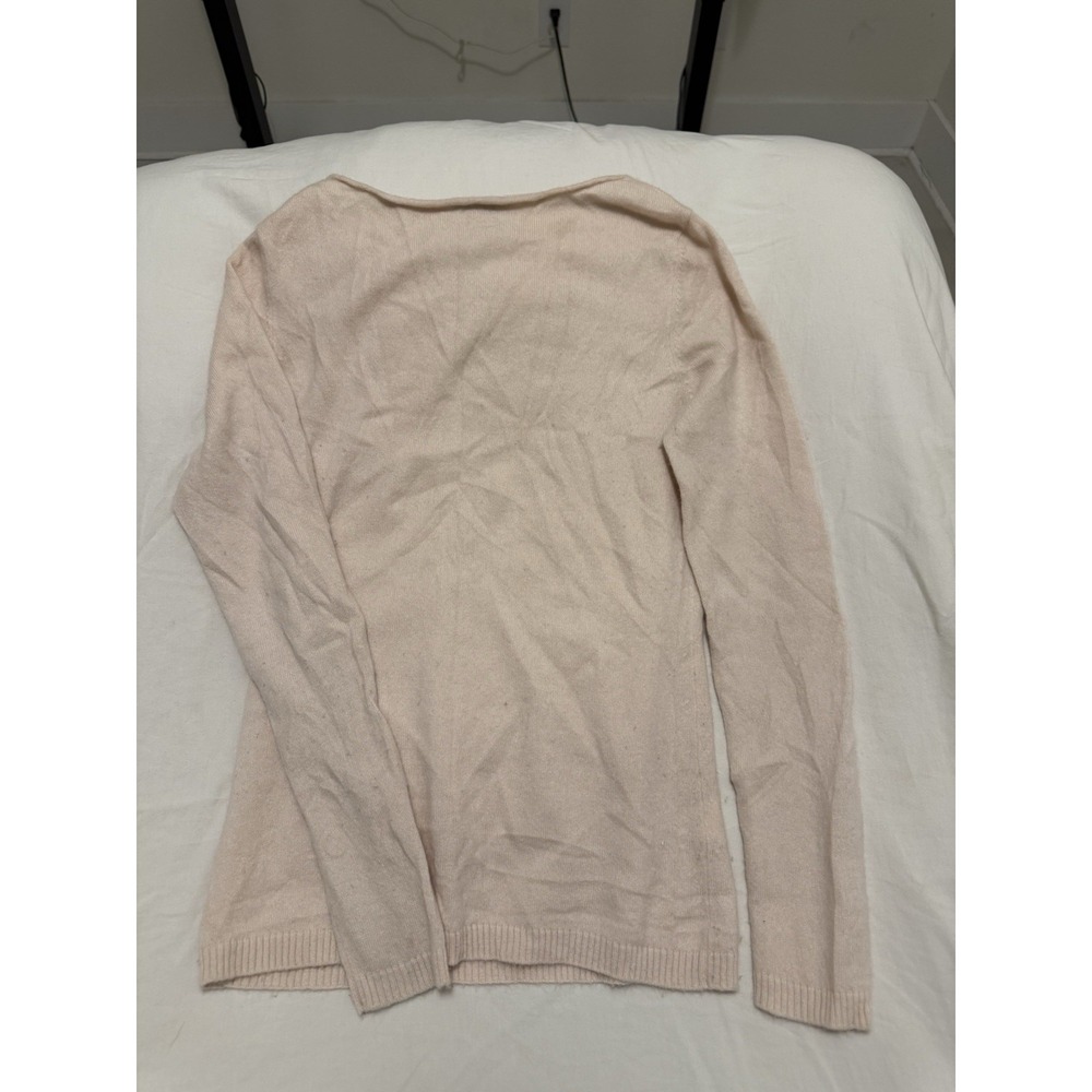 Women's 38/S repeat easy Knit beige pink long sleeve sweater 100% cashmere